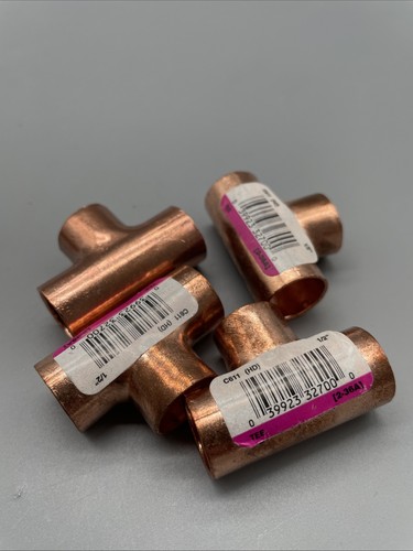 NIBCO EVERBILT C611 1/2"×1/2"×1/2" COPPER TEE SOLDER FITTING WATER HVAC GAS (4)