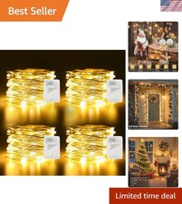 4 Pack 16Ft Fairy Lights with Timer, Batteries, and 9 Modes on Waterproof Copper