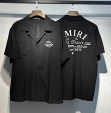 AMIRI Short Sleeve Casual Button-down Shirt Black Color Size L