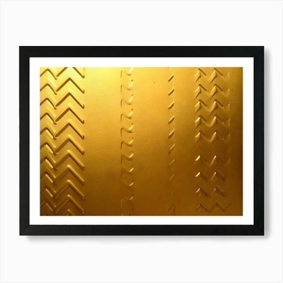 Gold Chevron Muster Kunstdruck gerahmt Wandbild Poster Leinwanddruck Bild
