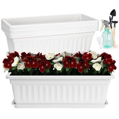 17-Inch Rectangular Window Box Planters - 6 Pack for Indoor/Outdoor Use