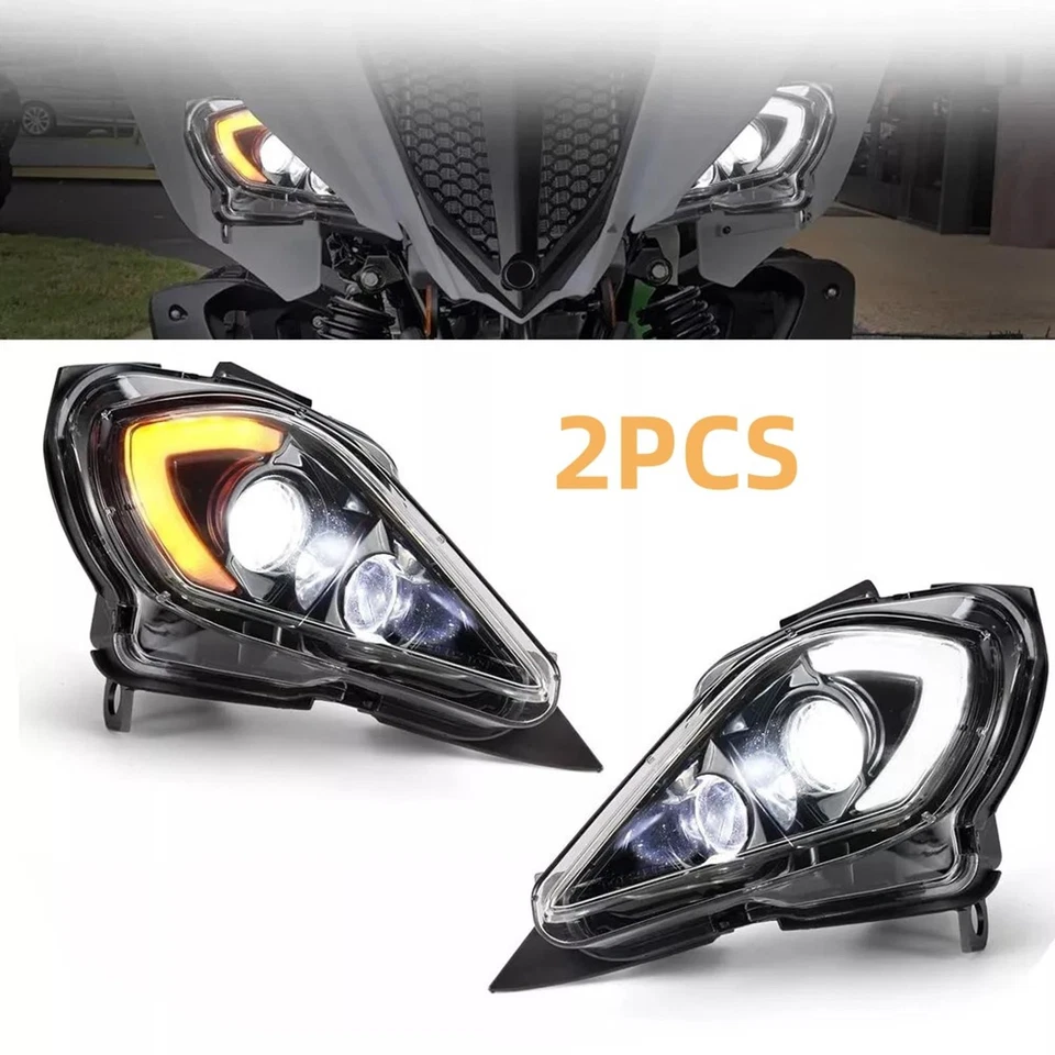 1Pair LED Headlights Set For YAMAHA RAPTOR 250 350 700 YFZ Wolverine 450 2006-24 - Image 3 of 4