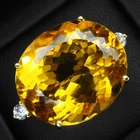 Classically Golden Yellow Citrine 21.75Ct 925 Sterling Silver 24K Gold Rings