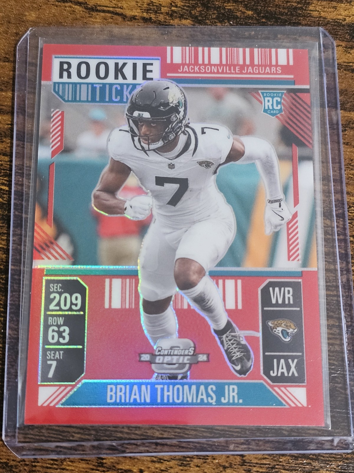 2024 Panini Contenders Optic Rookie Ticket Brian Thomas Jr #65 Red Prizm 187/199