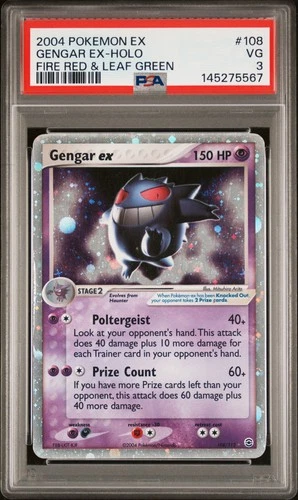 2004 POKEMON EX FIRE RED & LEAF GREEN #108 GENGAR EX-HOLO PSA 3