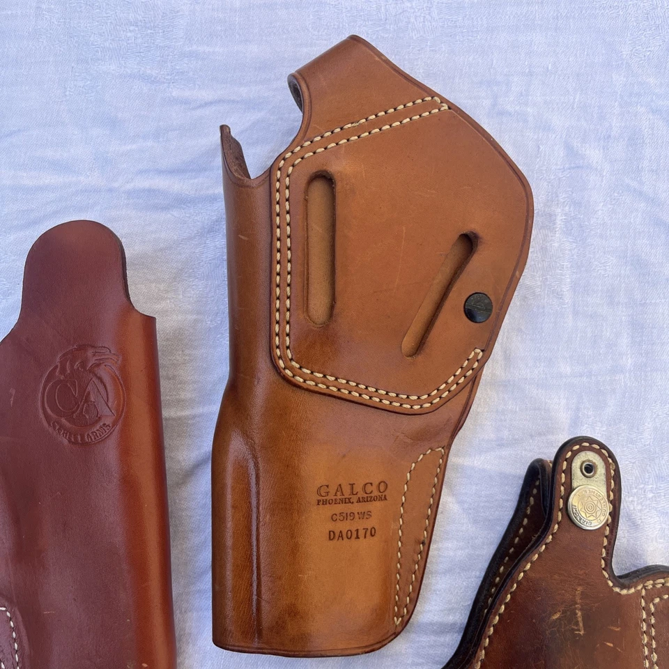 Lote de 4 fundas vintage de cuero marrón tooled Galco Phoenix Arizona Plus Foto 2 de 4