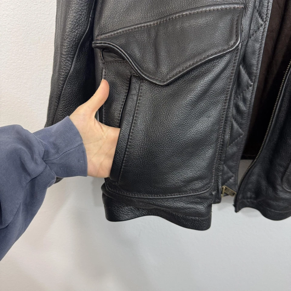 Columbia Chaqueta de Cuero Para Hombre XL Cremallera Acolchada Forrada Bolsillos Exterior Abrigo Coche Foto 3 de 4