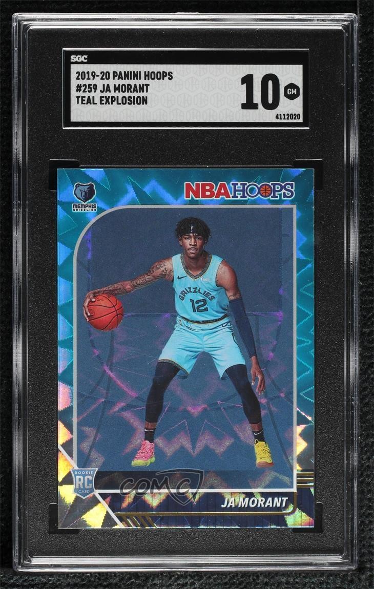 2019-20 Panini NBA Hoops Teal Explosion Ja Morant #259 SGC 10 GEM 4l6
