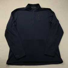 Ten Thousand Jacket Mens Large Navy Blue Waffle Knit 1/4 Quarter Zip Pullover Gy
