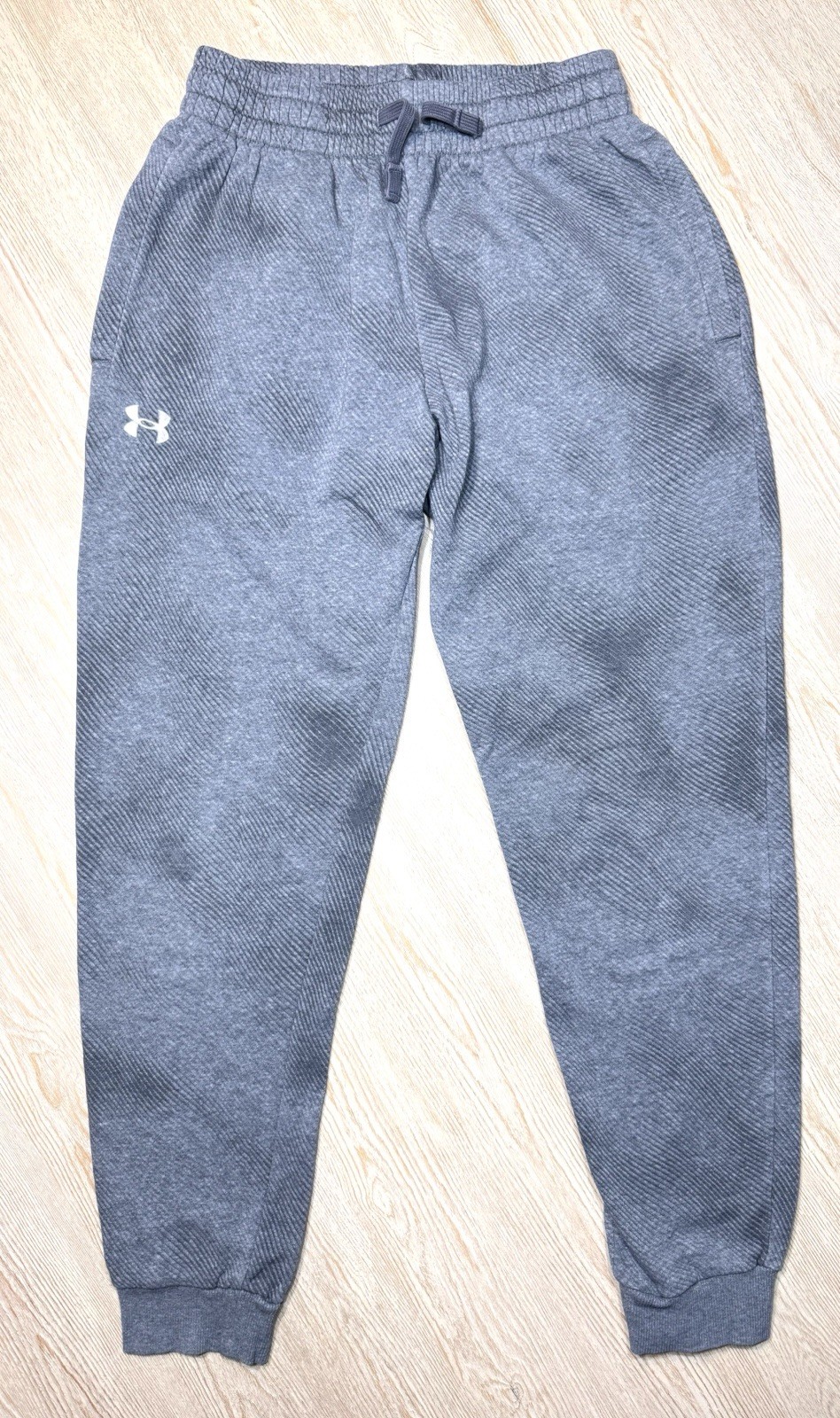Under Armour Boys Small Fleece Joggers Gray Sweatpants Youth Athletic Logo