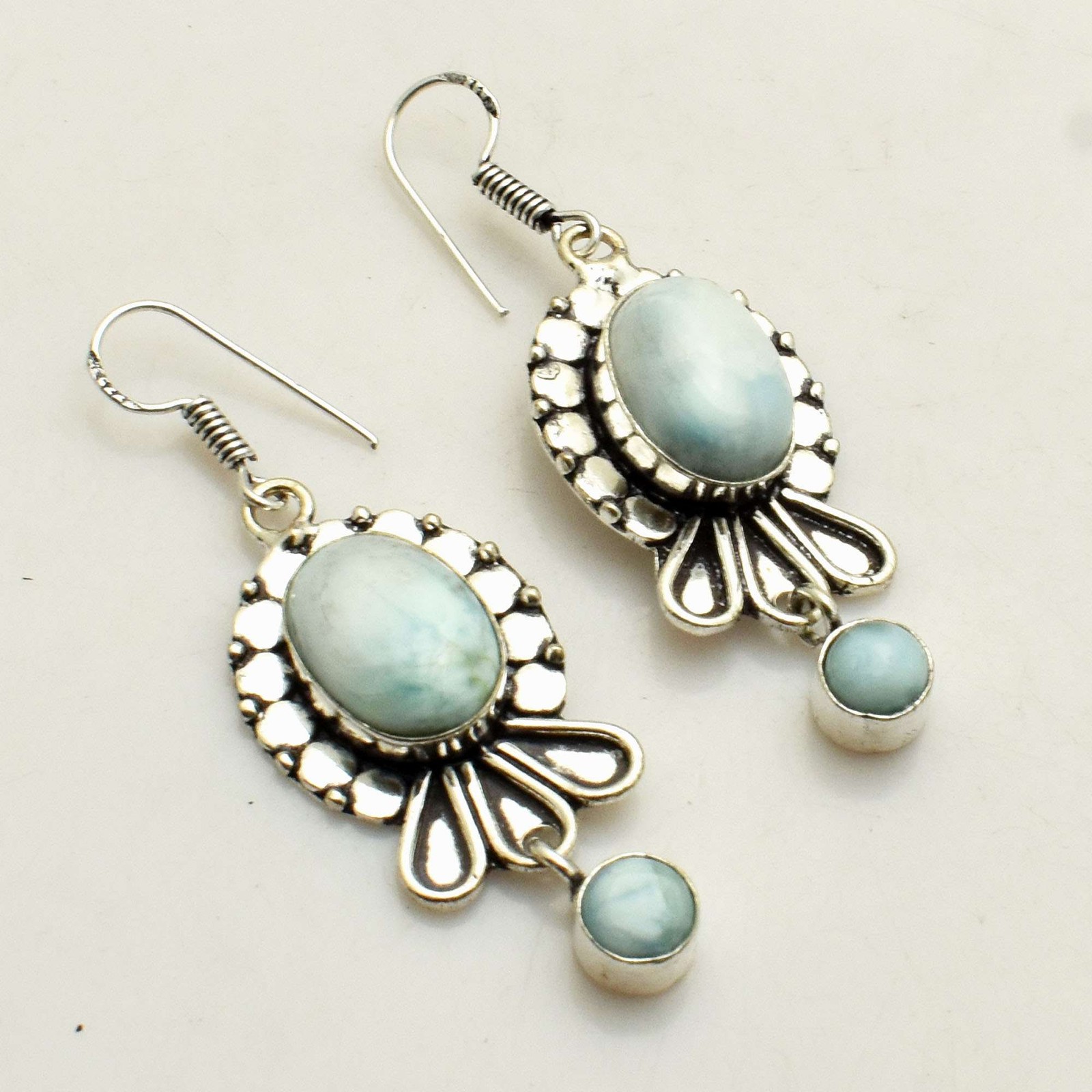 Larimar Gemstone Handmade Drop Dangle Earrings for Women 2 Inch AE-53960