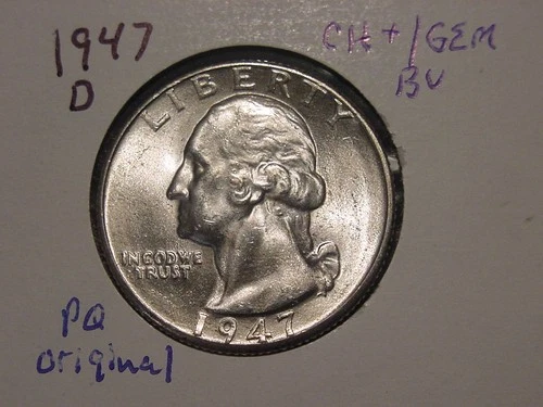 1947-D WASHINGTON QUARTER CHOICE + GEM BU ORIGINAL POPULAR DATE FREE SHIPPING