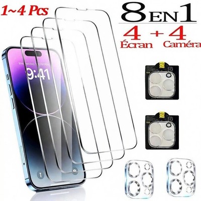 iPhone 17 16 15 14 13 12 11 Pro Max Screen Protector Glass + Camera Lens Cover