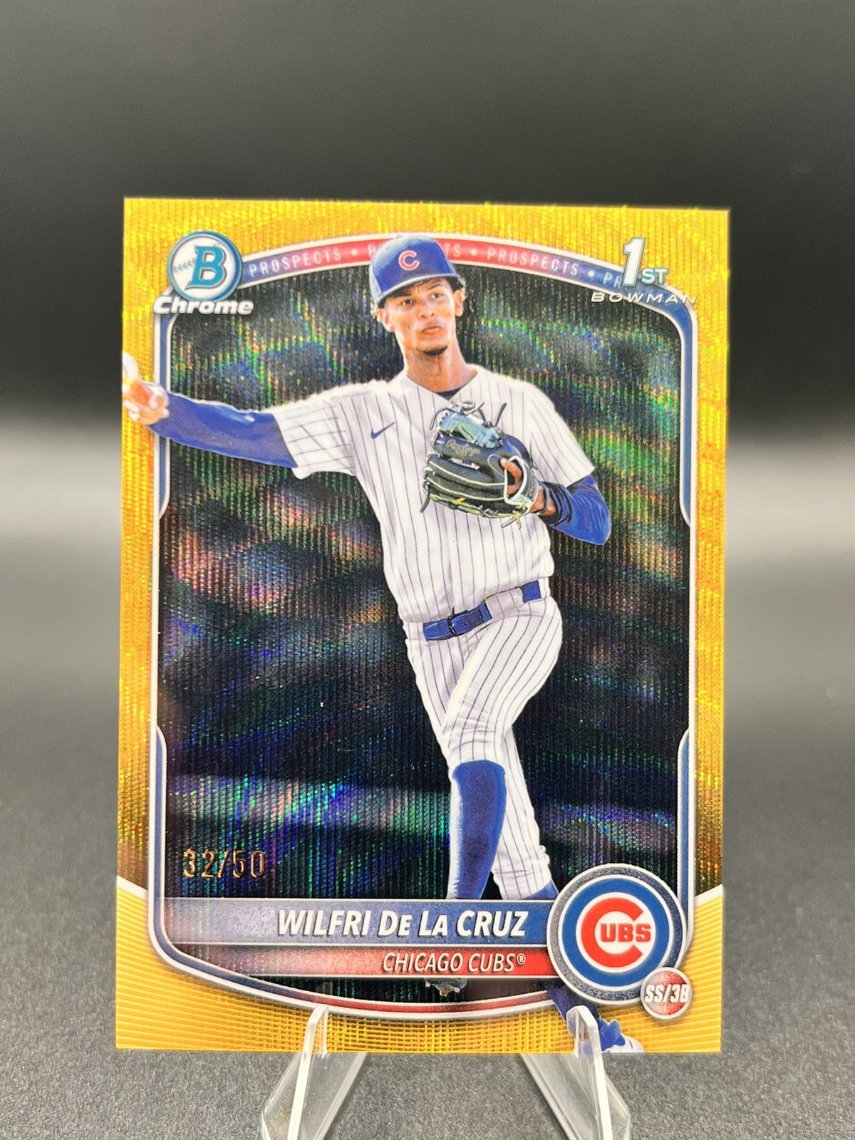 2025 Bowman Chrome Wilfri De La Cruz Gold Wave Refractor /50 #BCP-209 ORIOLES