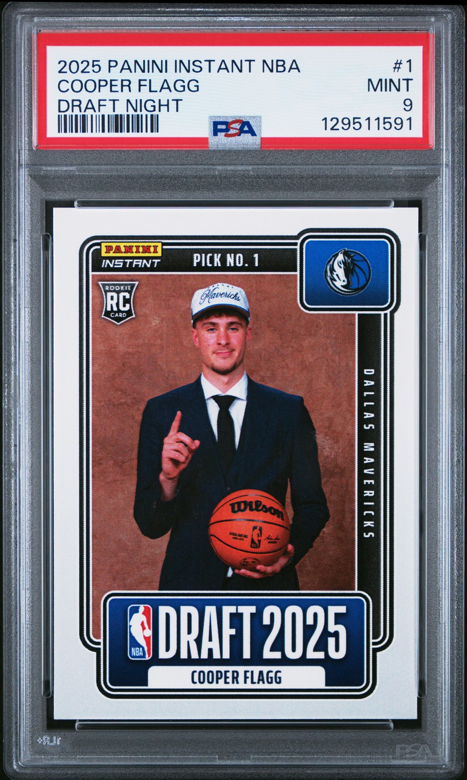 2025 PANINI INSTANT NBA DRAFT NIGHT #1 COOPER FLAGG ROOKIE RC PSA 9