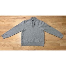 Michael Kors Mens Quarter Zip Pullover Sweater Heather Gray Logo Patch Large