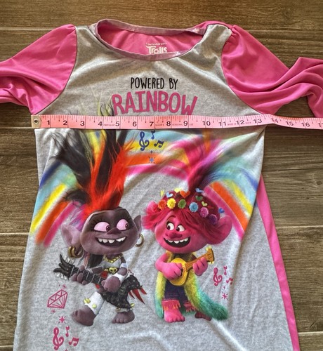 Dream works Trolls World Tour Poppy Girls Pajama Night Gown Pink Size 8 Ruffle - Picture 4 of 8