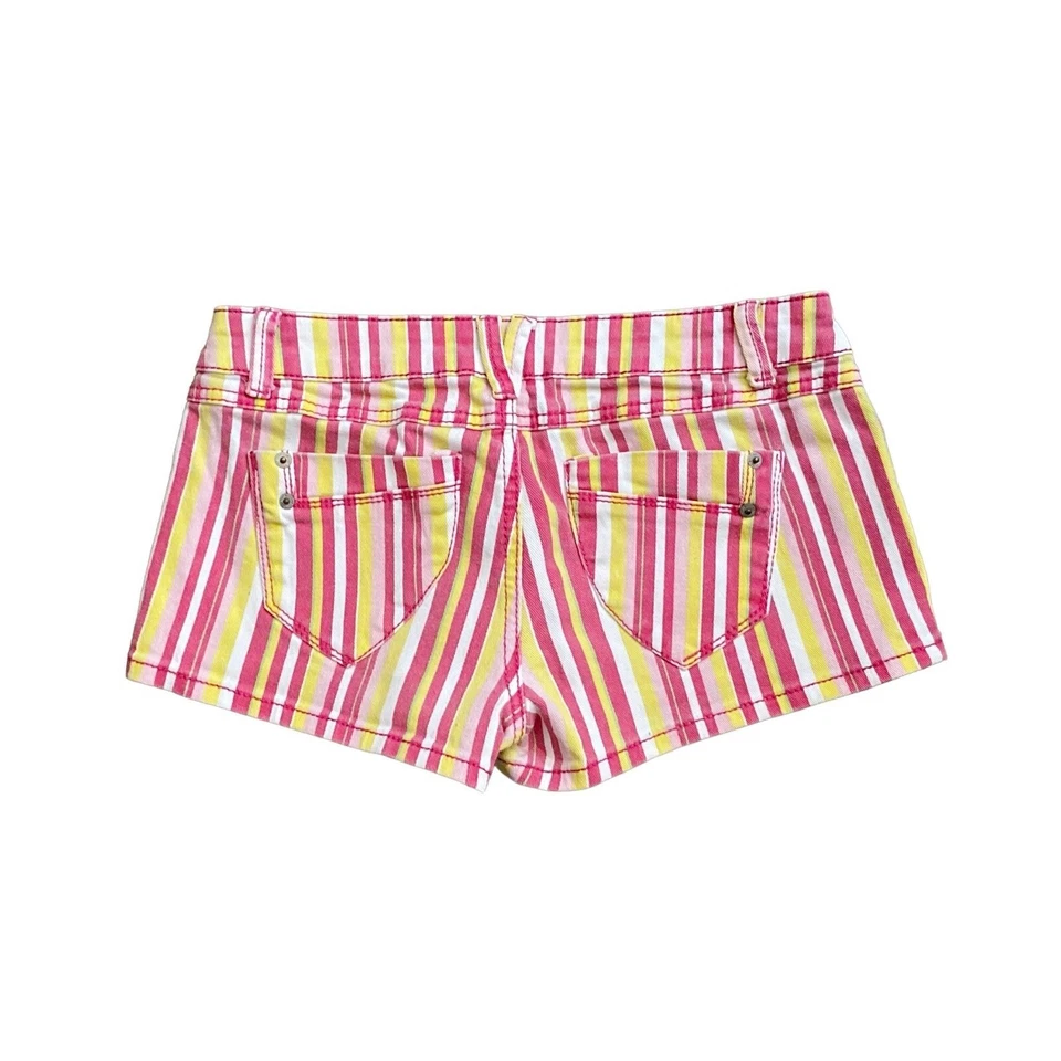 Mini pantalones cortos de verano de jean de tiro bajo a rayas talla 7 de MOSSIMO SUPPLY CO para mujer Foto 2 de 4