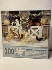 Bits And Pieces The Christmas Barn- 300 Large Piece Jigsaw Puzzle -NIB