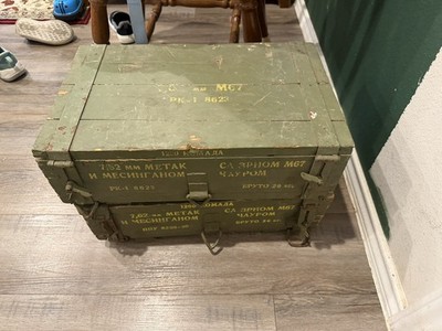 Vintage Yugoslavian Military Wooden Crate 7.62mm M67 Green Ammo