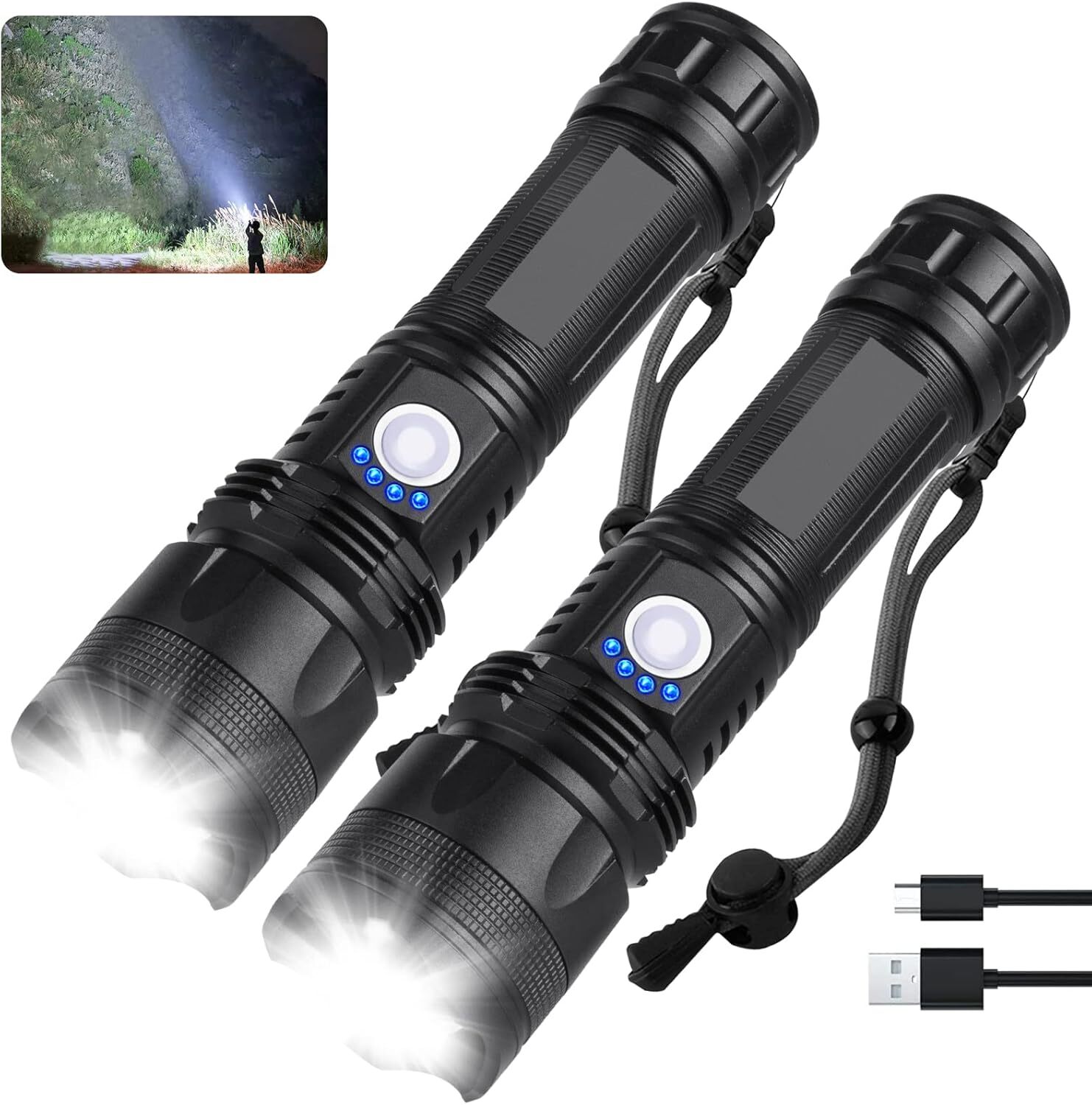Rechargeable Flashlights 990  Super Bright LED Fla... 000 High Lumens - 2 Pack