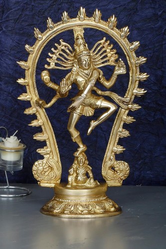 Statue en laiton Seigneur Shiva danse Nataraja artisanale dieu hindou idole 12 pouces - Photo 1/6