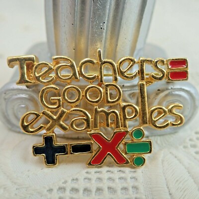 Vintage Enamel Mathematics Symbols Teachers = Good Examples Pin Brooch ...