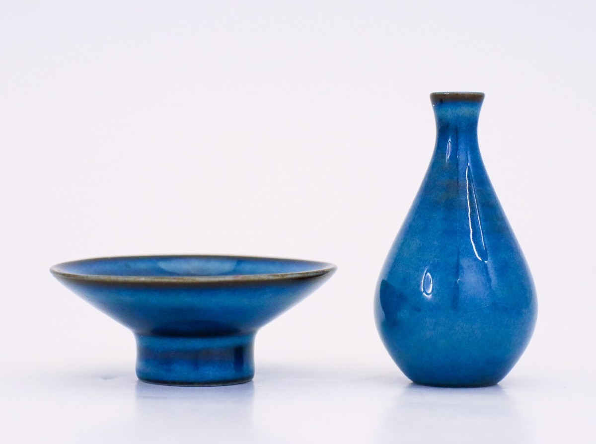 Blue Miniature Vase & Bowl - Bertil Lundgren - Rörstrand
