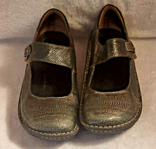 ALEGRIA PAL-713 Leather Pewter Mary Jane Style Loafers, Size: 39/US 9
