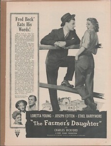 1947 THE FARMER'S DAUGHTER Loretta Young Original B/W Vintage Movie Promo Ad
