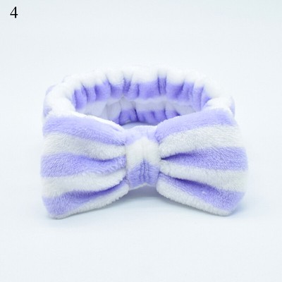 Stripe Strawberry Leopard Print Coral Fleece Bow Headband Soft Elastic Hairband