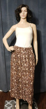 VTG Bobbie Brooks Corduroy Skirt Women 14 Brown Floral Modest Prairie Western