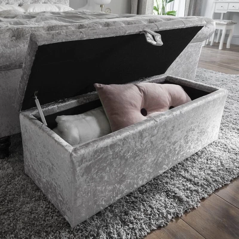 Silver ottoman storage box deals