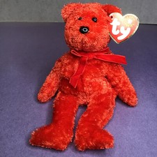TY Beanie Baby - SIZZLE the Bear 8.5 inch - Red Soft Ribbon Hang Tag