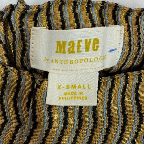 NWT MAEVE by Anthropologie Melyssa Jacquard Gold ZigZag Stripe Pants 70s Size XS - Picture 6 of 9