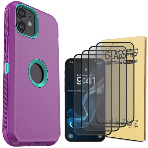For iPhone 11/Pro/Pro Max Shockproof Case 3 in 1 Protective Cover Tempered Glass - Picture 51 of 56