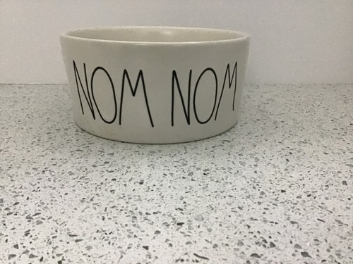 Rae Dunn Pet Food Bowl NOM NOM Ceramic 6” x 2.75”