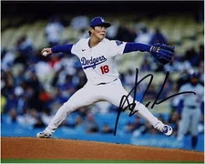 Yoshinobu Yamamoto Los Angeles Dodgers Signed 8x10 Autographed Photo reprint