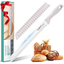 HAUSHOF 10" Serrated Bread Knife with Blade Guards Stainless Steel Bread Cutters