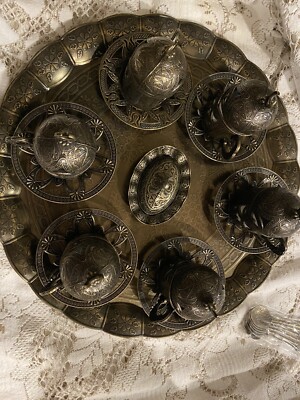 Traditional Design Acar Turkish set w/coffee cups, saucers, sugar bowl w/lid