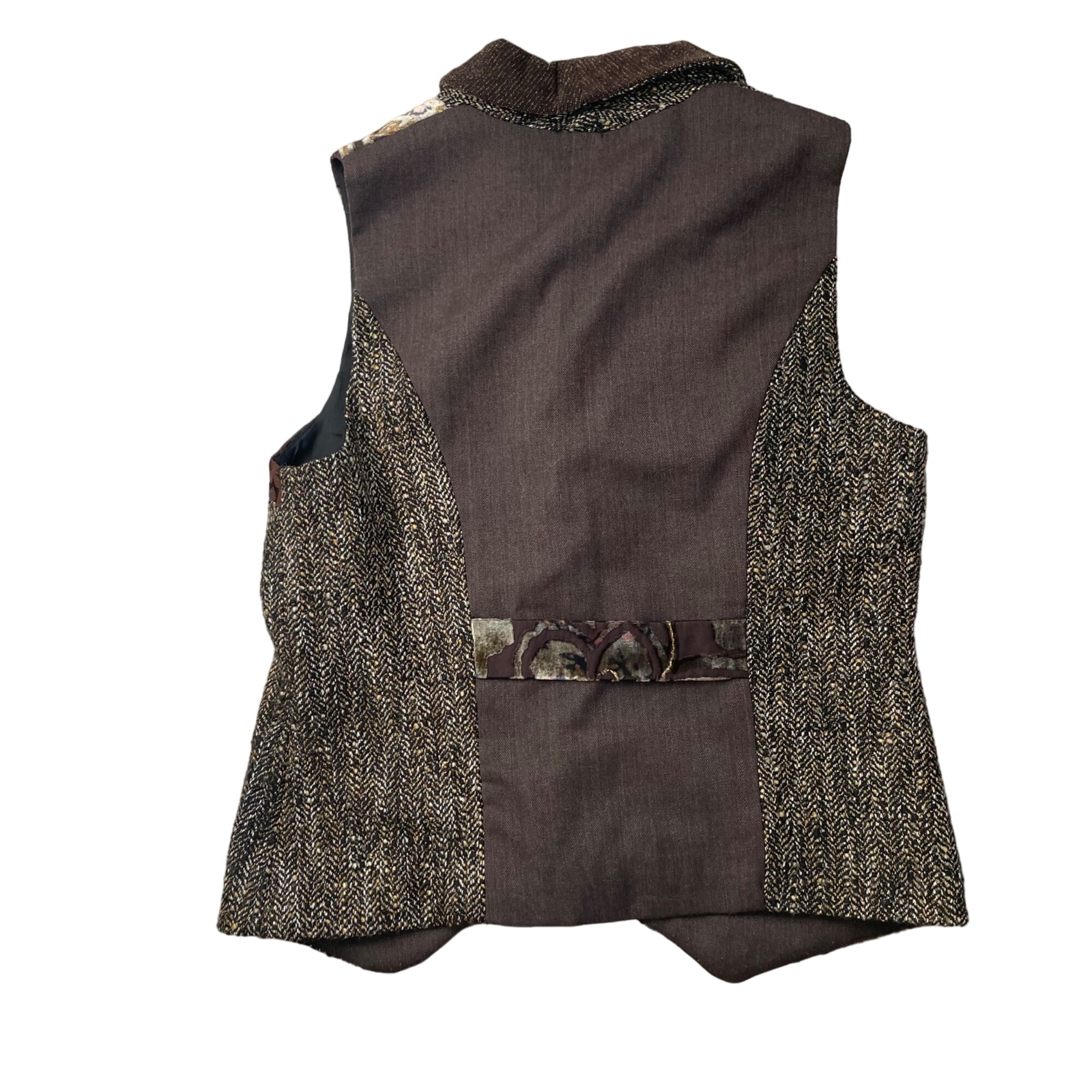 Canvasbacks Woman's VestPatchwork 8 Brown Boho - image 5