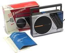 Emerson AM/FM/Weather Band Vintage Portable Radio PM3910 w/Box, Papers, Scratchy