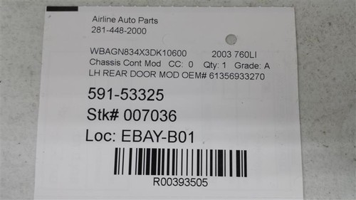 Used Rear Door Control Module fits: 2003 Bmw 760i Door L. rear door Rear Gra - Picture 7 of 24