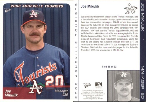 Joe Mikulik 2006 MultiAd Asheville Tourists #25 RC Card
