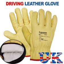 Fully Thermal Fleece Lined Leather Work Glove For Lorry Drivers Gardening DIY