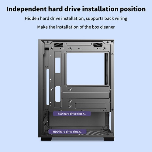 Transparent Desktop PC Case Computer Tower For M-ATX ITX Motherboard 240mm Fans - Afbeelding 4 van 14