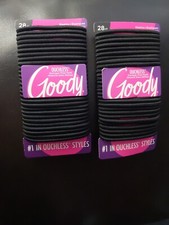 New Lot of 2 Goody Ouchless Hair Tie Elastic Thick Black Band Scrunchies 28 each