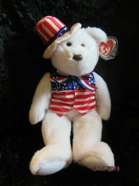 TY BEANIE BUDDY SAM - WHITE BEAR RETIRED WITH TAG - LOVELY CONDITION