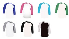 7 Pieces 3/4 Sleeve Raglan Baseball Shirts Mens Plain Tee Jersey T-Shirt S-3XL