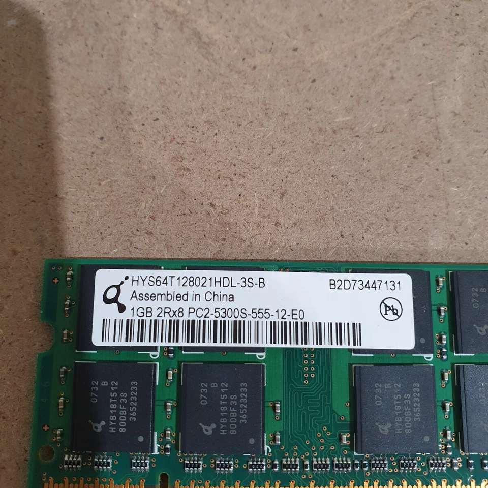 Qimonda HYS64T128021HDL-3S-B 1GB 2Rx8 667Mhz PC2-5300C Laptop DDR2 SDRAM Memory - Image 2 of 4
